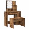Makeup Table Set with LED Lights Rustic Wood Look Engineered Wood