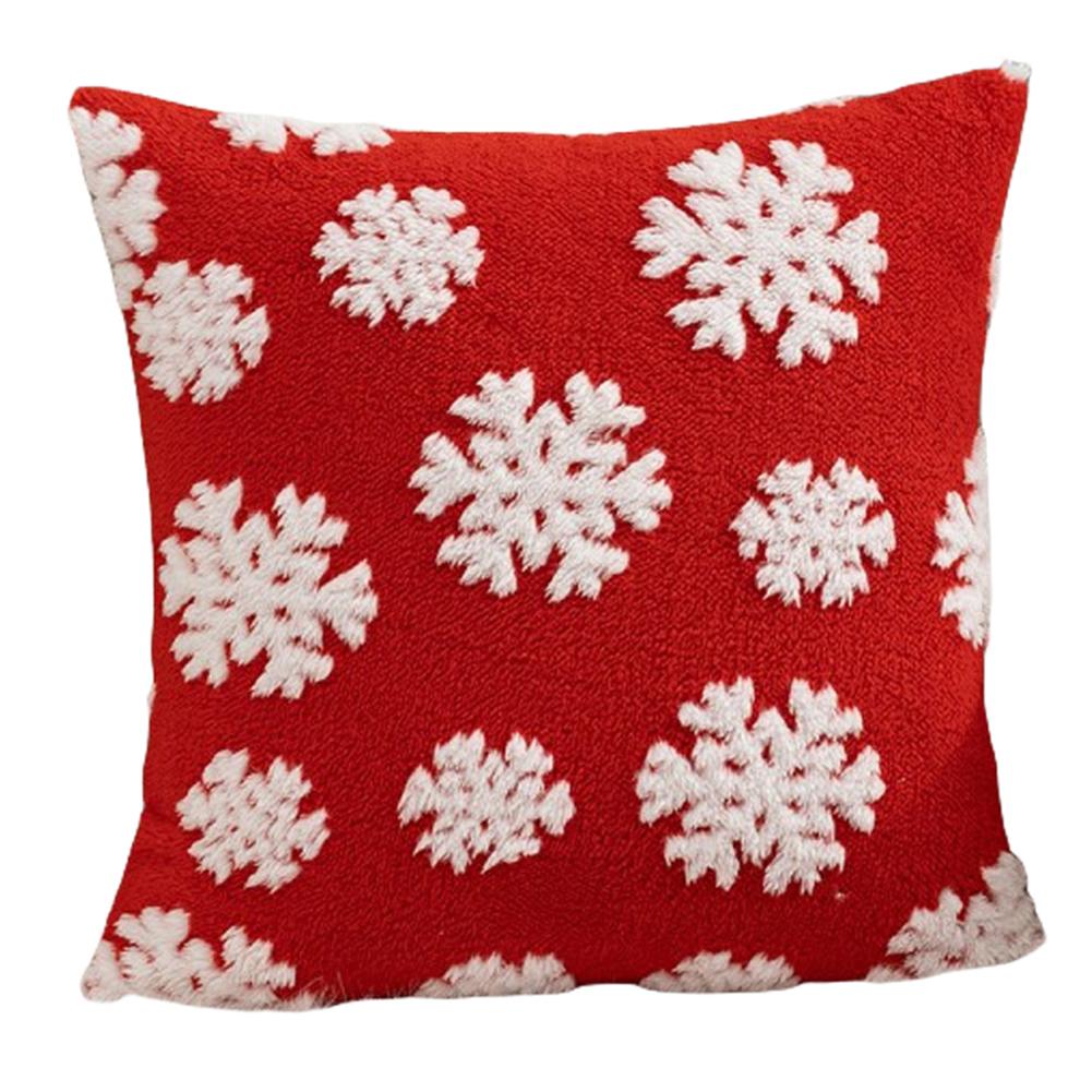 Christmas Cushion Cover Festival Pillow Case for Couch (Red Small Snowflake) QDE
