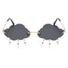 Chic Clouds Tassel Steampunk Sunglasses Fashion Rimless Driving Glasses Women Men Frameless Punk
