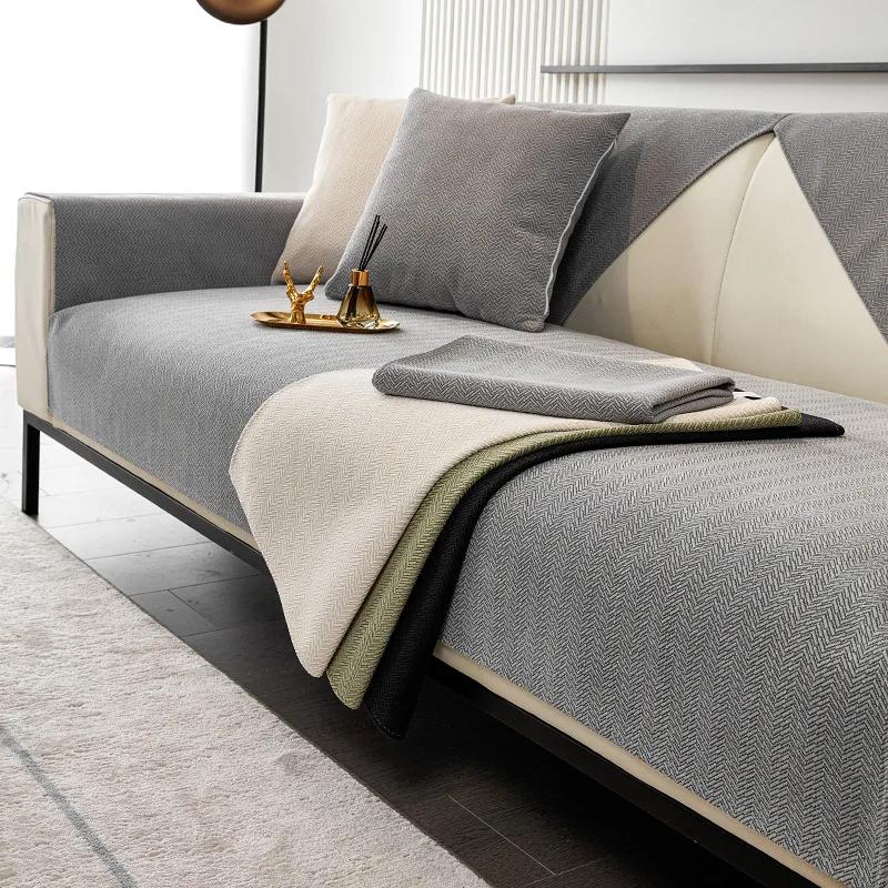 

Sofa Cover Chenille Solid Color Living Room Sofa Cushion Non-Slip Universal Texture Couch Cushion Armrest Backrest Couch Cover 70x70cm 1pcs сірий
