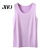 Women Seamless Ice Silk Vest Bottoming Sleeveless Pure Color Plus Size Stretchy Round Neck Dry Cooling Camisole Summer Dating Office Vacation
