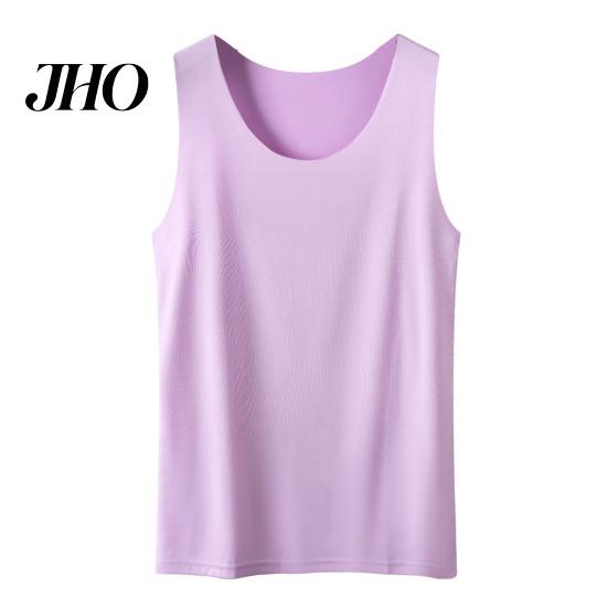 Women Seamless Ice Silk Vest Bottoming Sleeveless Pure Color Plus Size Stretchy Round Neck Dry Cooling Camisole Summer Dating Office Vacation
