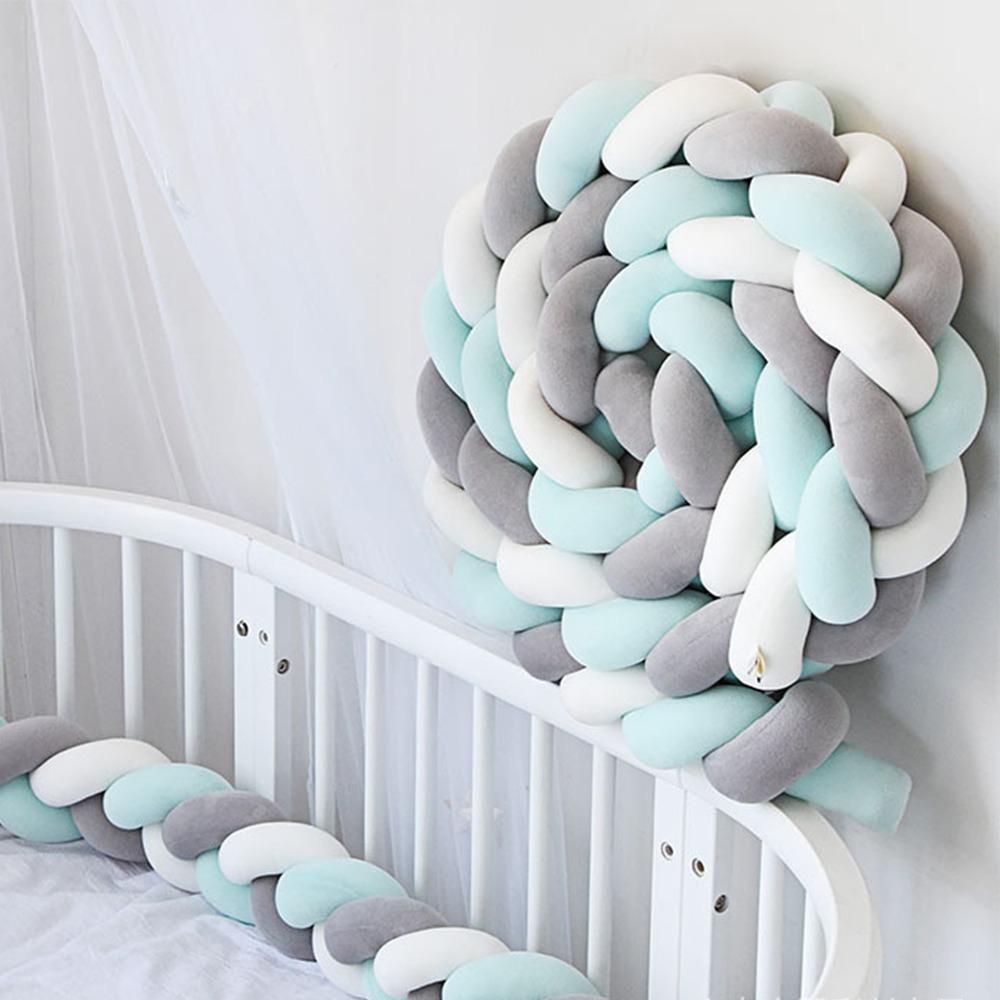 Handmade Bed Bumper Soft Plush Braided Pillow Baby Crib Bumper Crib Protector Baby Bed