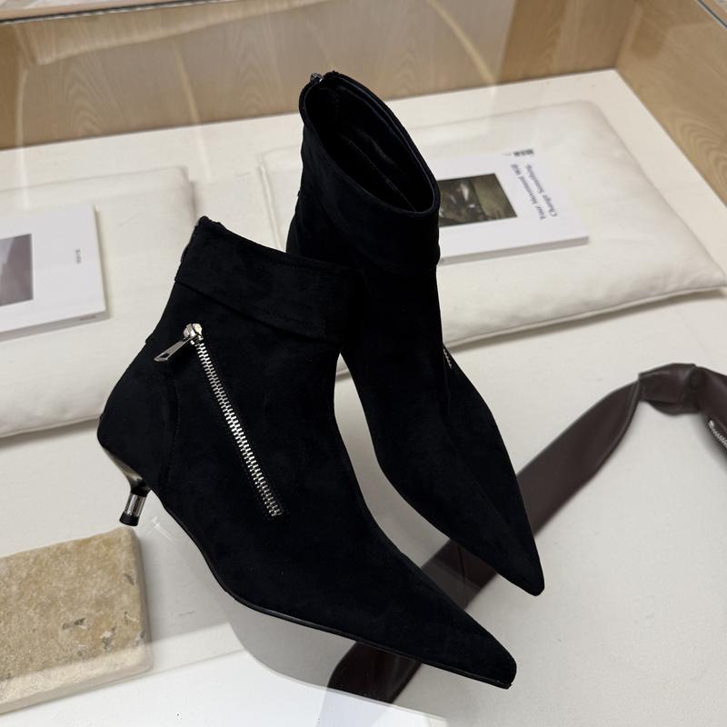 Fashion SUOJIALUN 2025 Winter New Brand Women Short Boots Shoes Fashion Pointed Toe Ladies Elegant Ankle Boots Thin Low Heel Dress Pumps