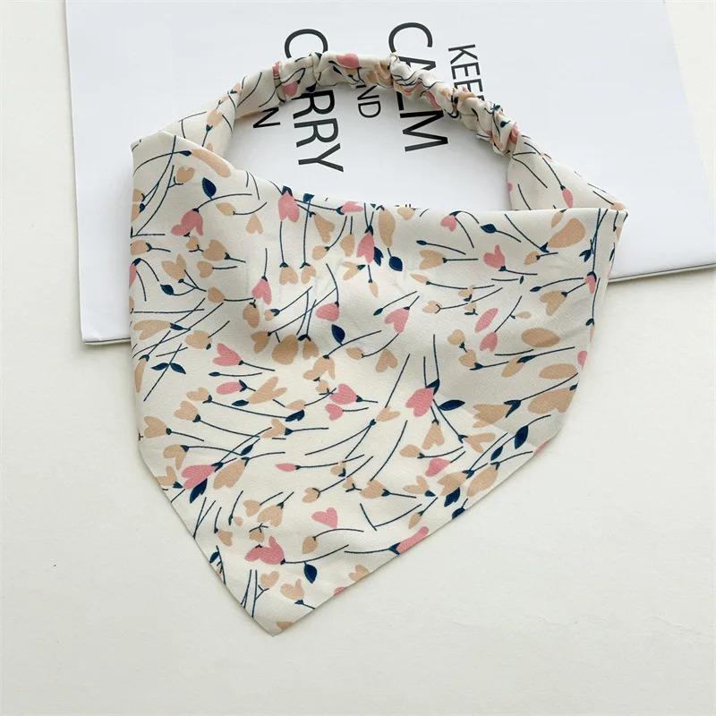 Kwiatowy Wzór Apaszka do Włosów Kobiety Dziewczyny Pączek Bandana Pastoralna Retro Gumka Wysoka Elastyczność Trójkątne Opaski do Włosów Nakrycie Głowy Akcesoria Opaska do Włosów Apaszka do Włosów