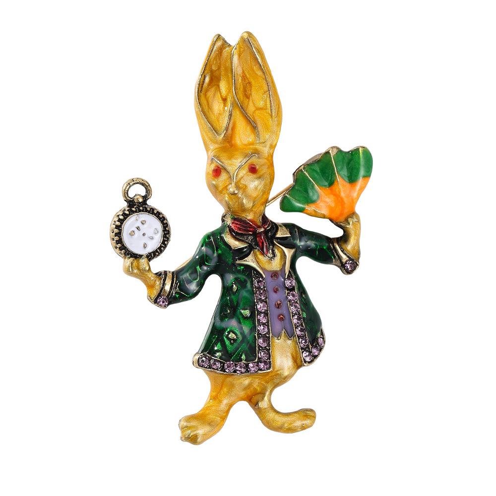

Fashion Rabbit Cute Brooch Personality Light Luxury High Sense Gentleman Animal Brooch Pin Collar Pin Buckle Clothing Accessories
