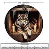 Grey Brown Polyester Wolf Pattern Tire Cover | Wooden Vintage Style Decor, Universal Spare Tire Protector