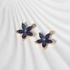 Pink Zirconia Flower Copper Charms, Golden Plated DIY Jewelry Pendants for Earring Necklace Craft