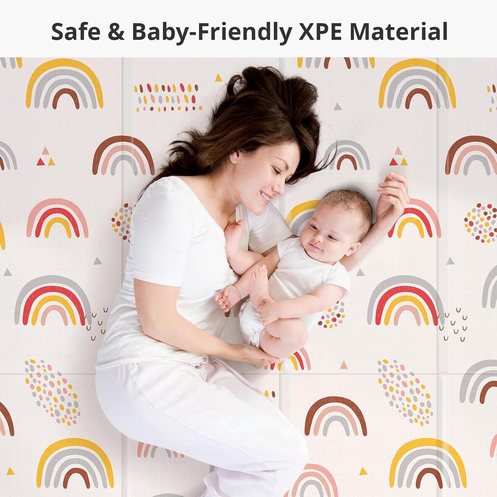 Foldable Baby Play Mat, PIGLOG 50x50 Playpen Mat, Safe Foam Playmat for Tummy Time, Waterproof Playmats for Babies and Toddlers