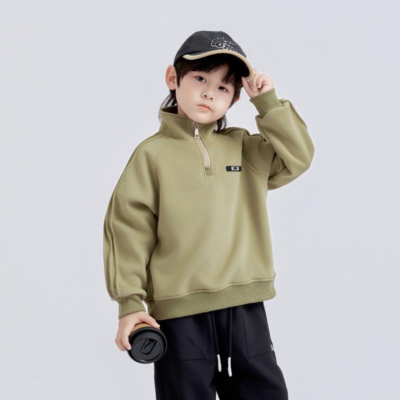 Boys' Comfortable Korean-Style Casual Half-Zip Sweatshirt - Autumn Trend Fashion