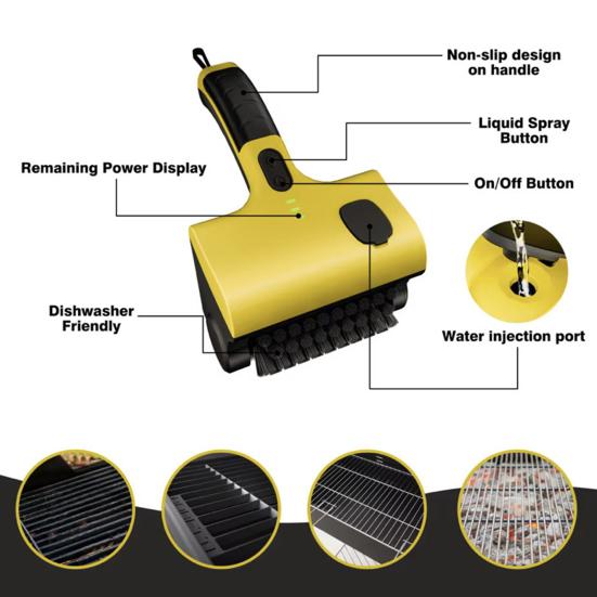 Electric Grill Brush Cordless BBQ Brush Rechargeable Barbecue Grill Cleaner