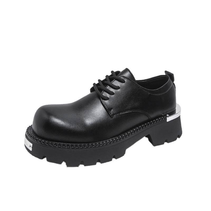 Men's big head leather shoes spring and autumn new men's retro thick sole height increase casual