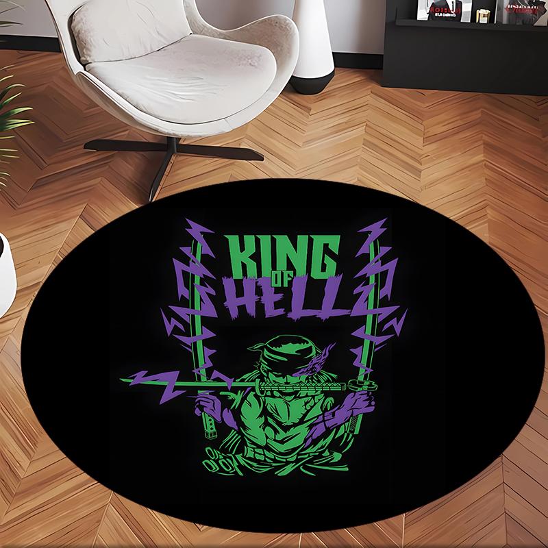 Zoro (1) Round Office Rug Decorative Floor Rug for Office Bedroom Living Room and Home Space