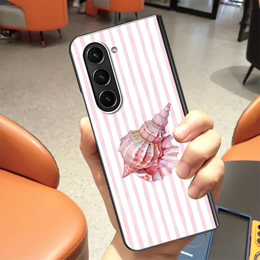 Ocean Life Theme Striped Case for Samsung Galaxy ZFold7 ZFold3 ZFold4 Z Fold 7 6 5 4 3 ZFold6 ZFold5 Back Phone Cover