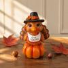 Holiday Gift for Friends And Family Resin Turkey Pumpkin Ornament Thanksgiving, Autumn Harvest Festive Tabletop Cute Statue Figurine with Retro
