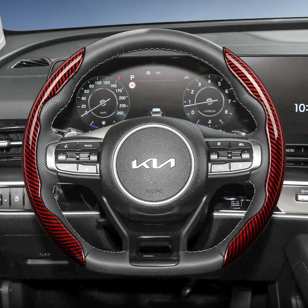 Geeignet für Kia Lenkradabdeckung mit Carbonfaser-Textur, segmentiertes Schnellverschluss-Design, langlebig, für Sportage Seltos Sorento Niro Sonet Picanto