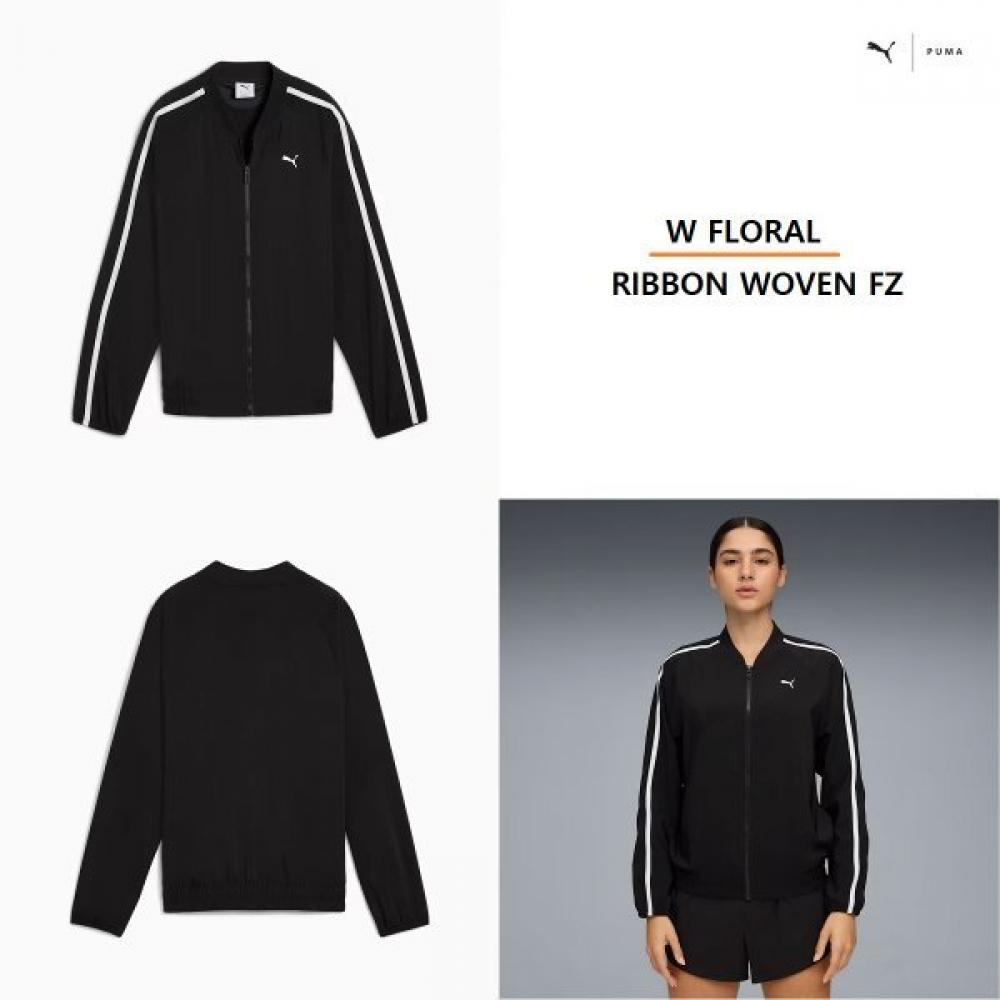 

Puma Women S Floral Ribbon Woven Full Zip Jacket 527492 01 01 black/S