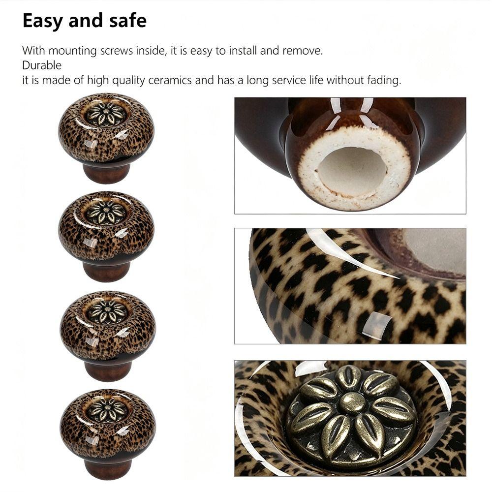 4pcs Easy Install Door Knobs Round Drawer Knobs Vintage Cabinet Handles Bedroom