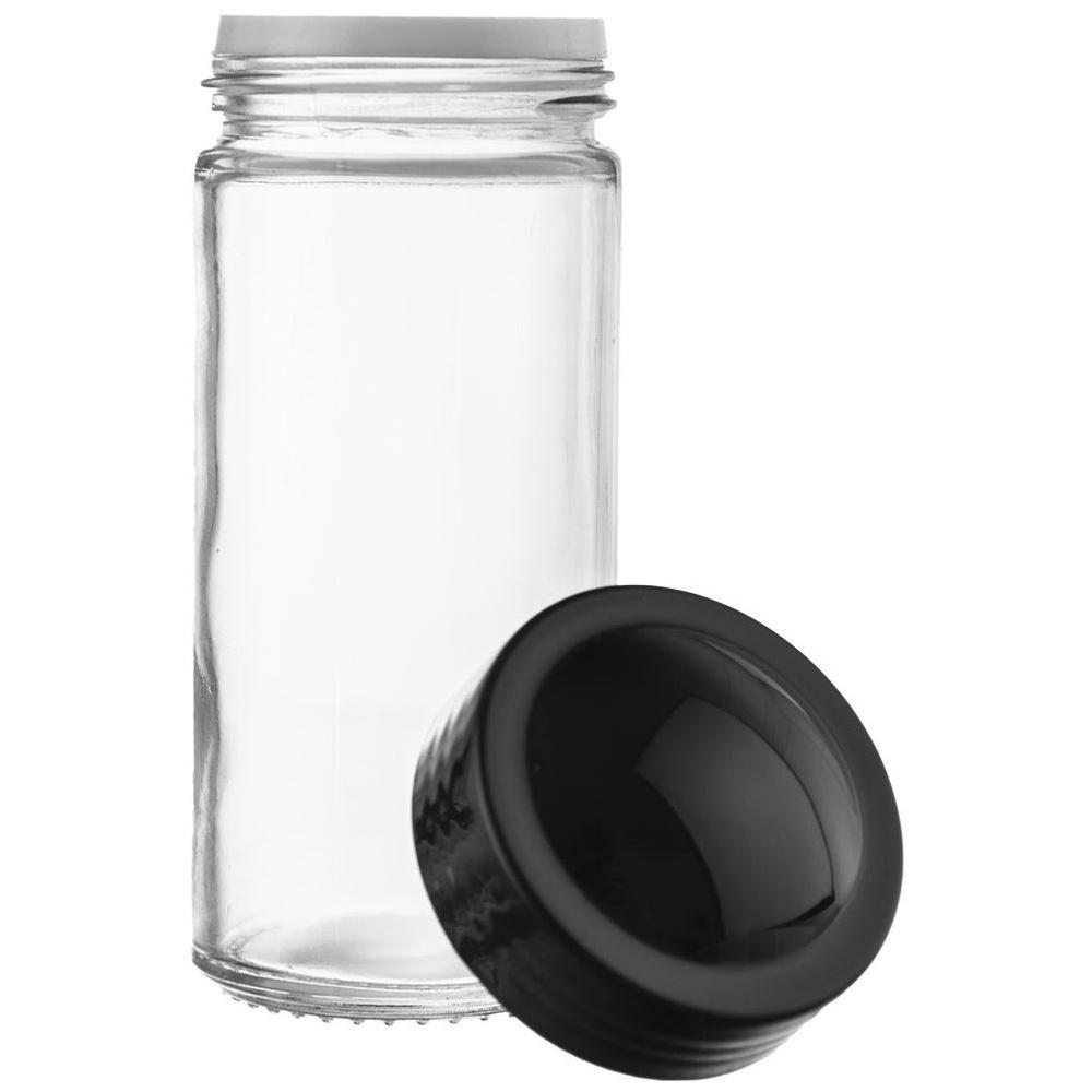 Spice container with strainer, glass, BLACK, 100 ml