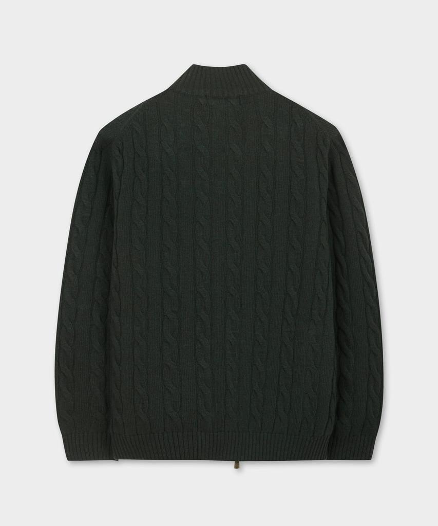 Brooks Brothers Cable Zip-Up Sweater (Dark Green) (Bbwcmbf406)