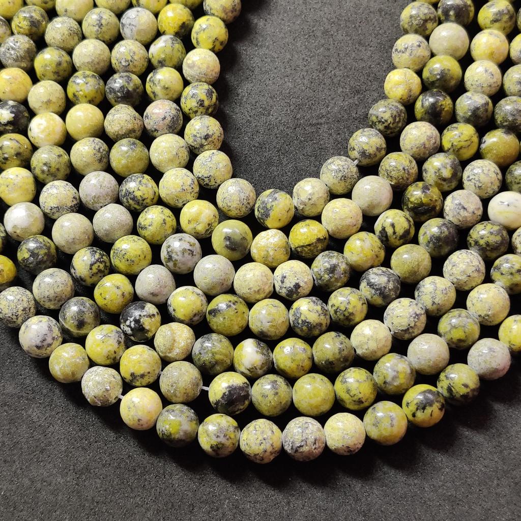 Smooth Round Yellow Serpentine Beads, Loose Beads, Full Strand 14-15 Inch Beads, Gemstone Beads for Jewelry Making, 6mm 8mm 10mm Size Beads.