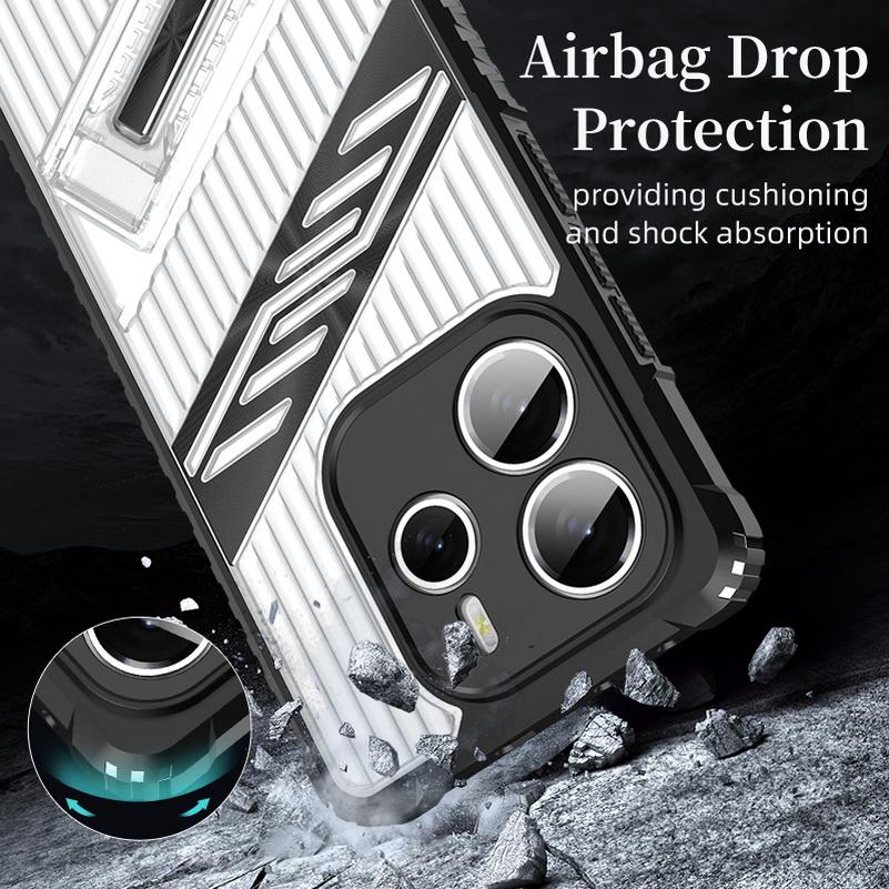 Invisible Bracket Four Corner Airbags Protect Case For Xiaomi Redmi Note 14 4G Note14 Pro + 13 Pro Redmi 14c 13C A3 Armor Cover