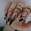 Gothic Flash Gold False Nails: Spicy Girl Wearable Nail Art Stickers, 24-Piece Set.
