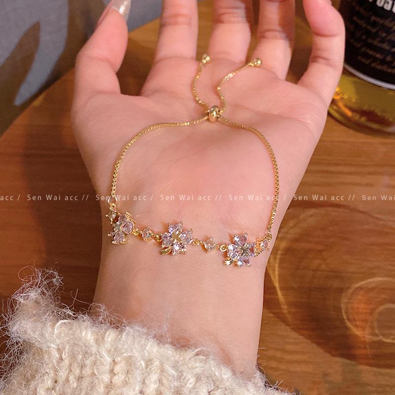 Micro-inlaid Zircon Love Bracelet Women's Light Luxury Niche Temperament Pull-out Bracelet Jewelry
