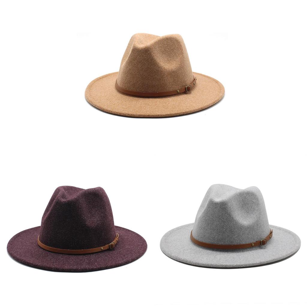 Unisex Wool Felt Fedora Hat With Wide Brim For Casual And Business Wear