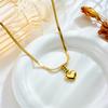 Gold Plated Herringbone Chain Green CZ Heart Pendant Necklace, Stainless Steel Emerald Choker, Waterproof Elegant Jewelry for Women Women Gift
