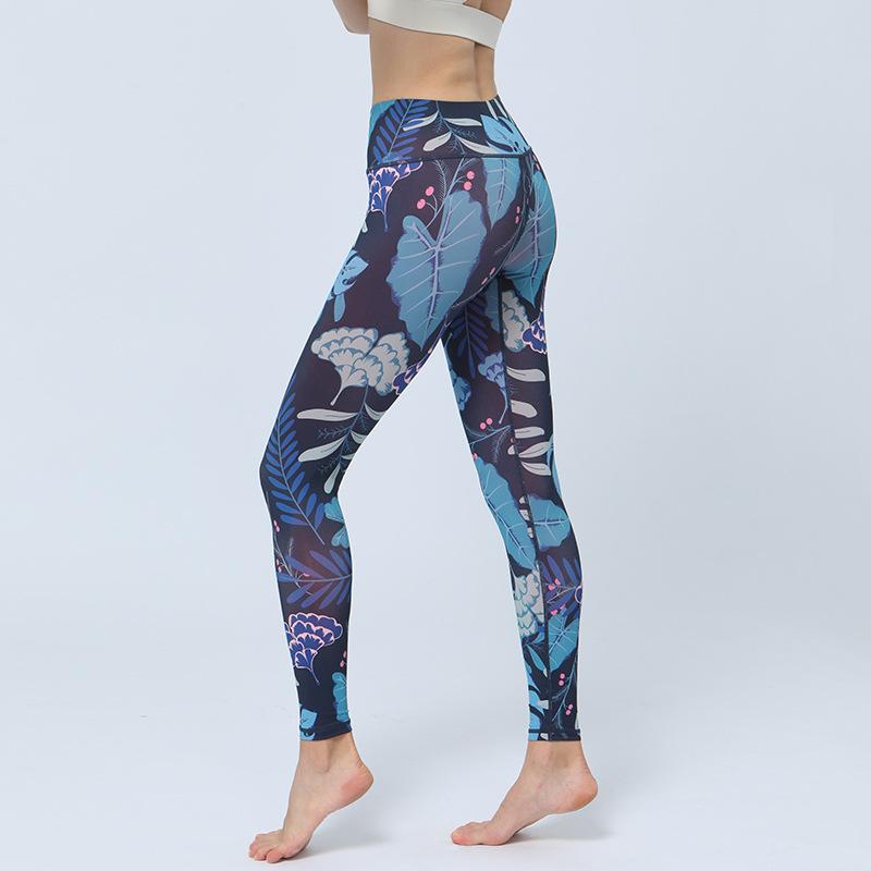 New Style Yoga Leggings with Printed Base Fabric High-Waisted, Butt-Lifting, Form-Fitting Sports Fitness Trousers