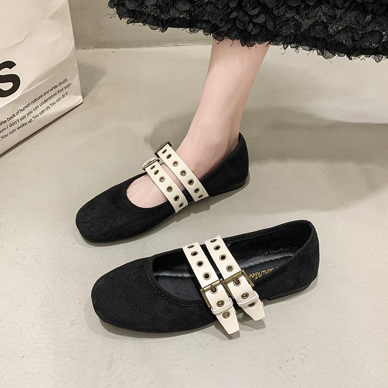 Fashion Shoes Woman 2024 Round Toe Shallow Mouth Casual Female Sneakers Autumn Flats New Square Fall Retro Summer Dress PU Mary Janes La
