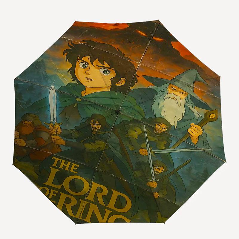 

1pc Lord of the Rings Automatic Folding Umbrella - Compact 8-Rib Design, Durable Plastic & Iron1348L