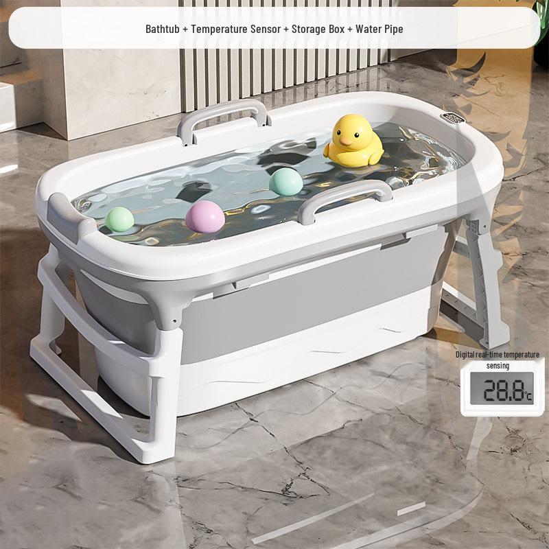 Foldable Large Children's Soaking Tub: Portable Baby Bath and Swimming Tub