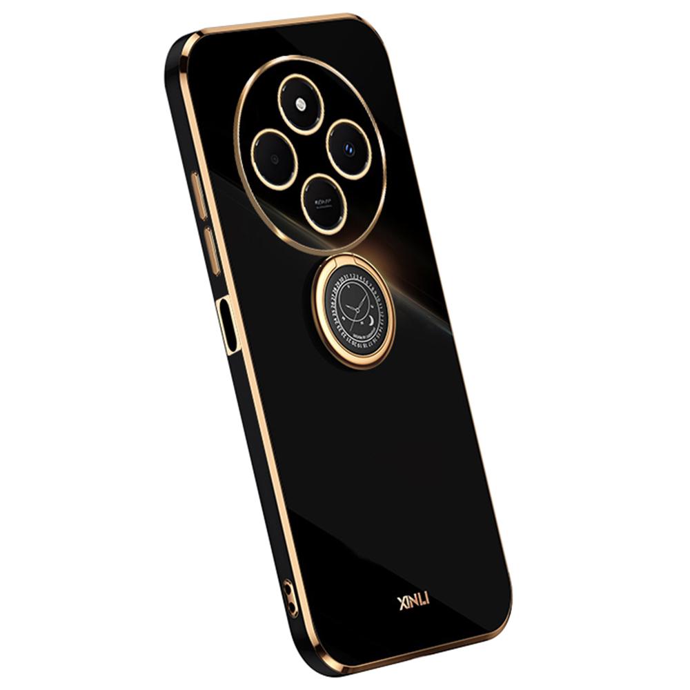 

XINLI Чехол для Xiaomi Poco C75 4G/Redmi 14R 5G/14C 4G с кольцом-подставкой, гальванизированный ТПУ чехол для телефона Black