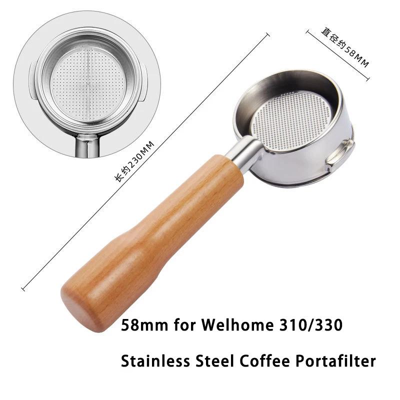 

58мм Бездонный портафильтр для кофемашины Welhome 310/330, ручка из нержавеющей стали, фильтр для эспрессо, аксессуары бариста