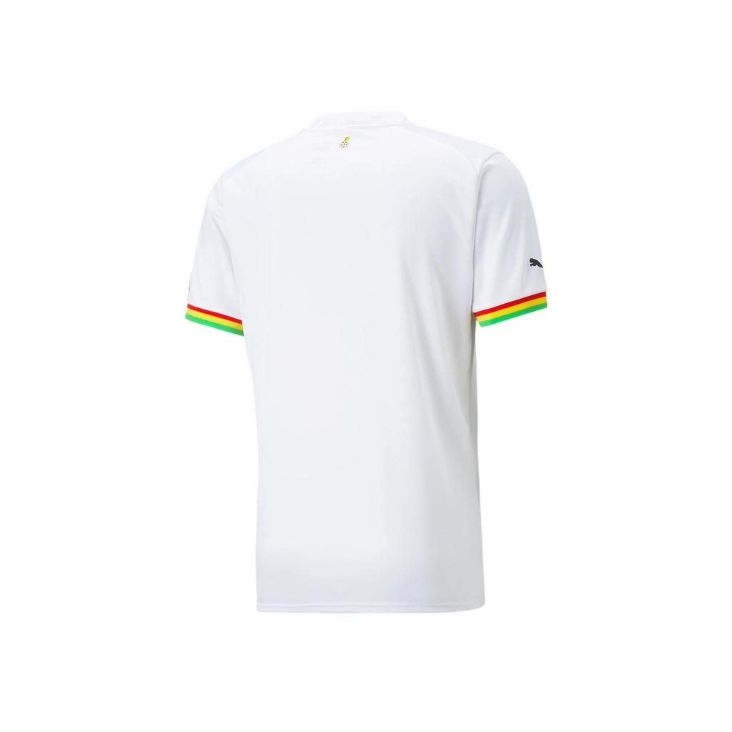 Puma Ghana Home 22/23 Replica Jersey Qatar World Cup Logo Print V-Neck Short Sleeve Football Shirt Men Jersey White 765780-01