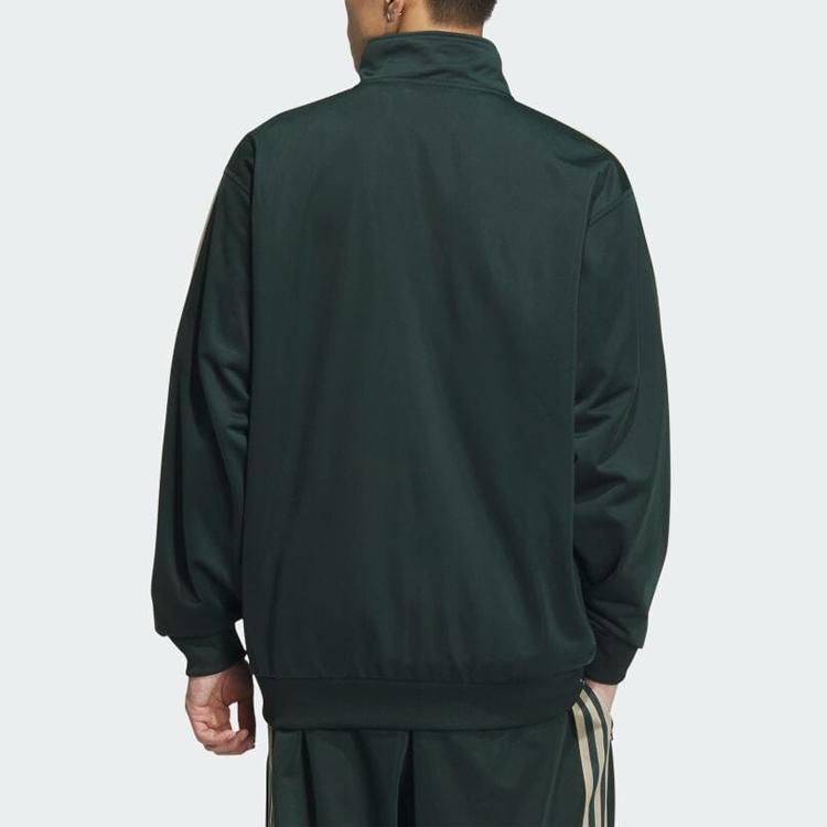 Adidas Originals Striped Print Zip-Up Stand Collar Jacket Unisex Outerwear Green IN1001