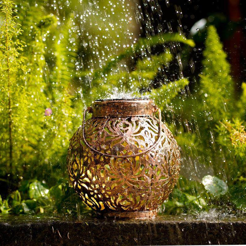 Cross-Border Solar Lantern: Wrought Iron Peony Projection Light for Outdoor Garden and Courtyard.