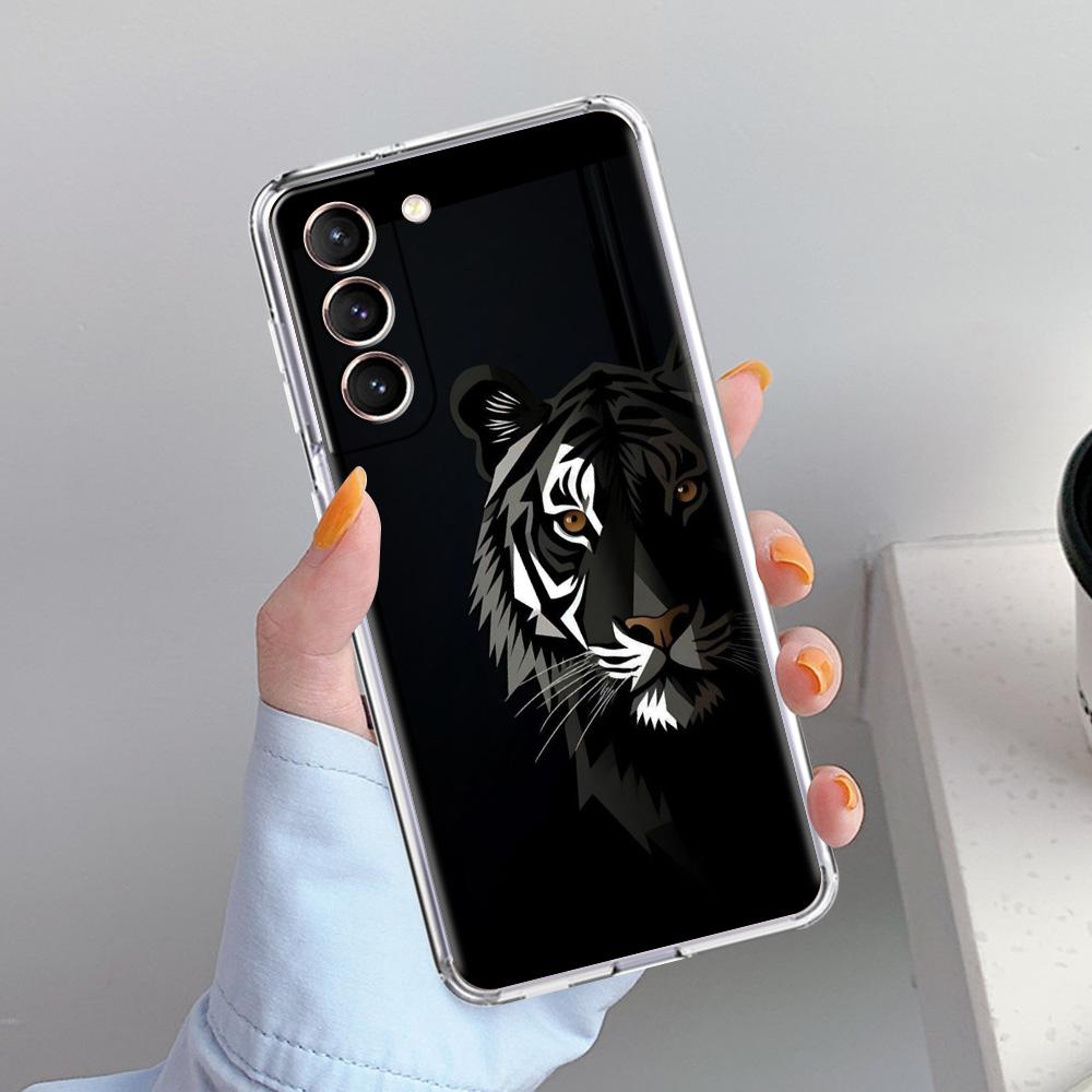 Phone Case For Samsung Galaxy S26 S25 S24 S23 S22 Ultra S20 S21 FE 5G Plus Soft Clear Cover Concise Lion Pattern