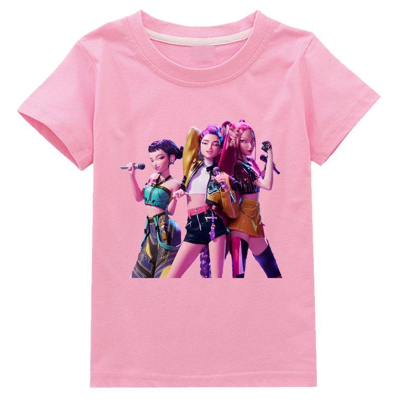 2026 Summer New Fashion Round Neck Demon Hunter K-pop Short Sleeve Shirt Children's Clothing