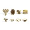 Ethnic Style Elephant Pattern Bergamot Gemstone Ring, Retro And Old Dripping Oil Conch Buddhist Face Ring