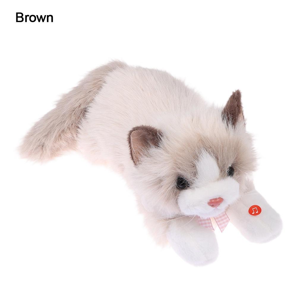 New Soft Simulation Cat Voiced Fluffy Realistic Cat Cute Cartoon With Bib Simulated Kitten Model
