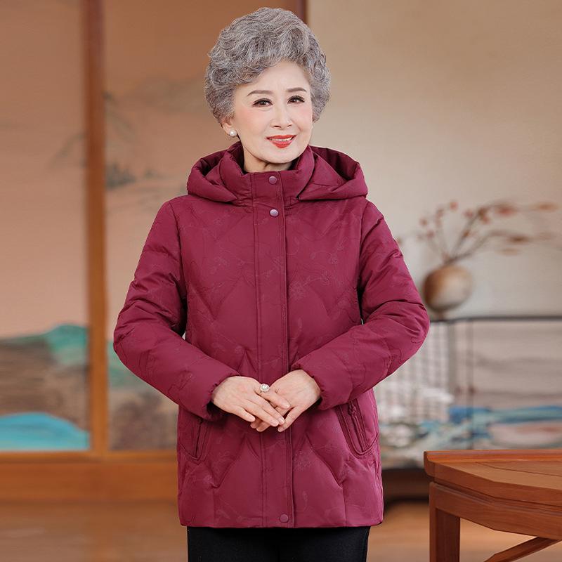 

2025 Trendy Hooded Down Jacket for Women - Warm Winter Coat for Petite and Elderly Moms 2XL червоний