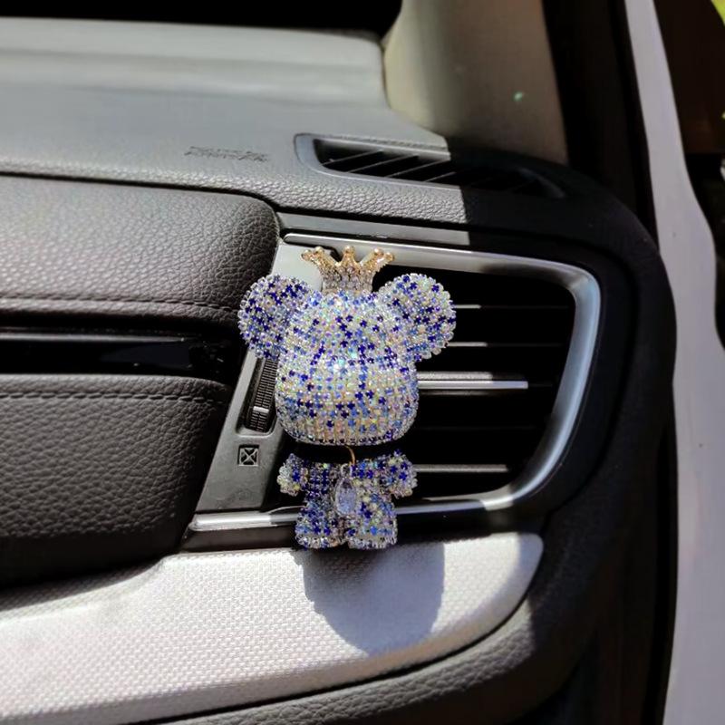 Coroa Criativa Diamante Urso Bonito Perfume para Carro Perfume Clipe Saída de Ar Aroma Aromatizador Decoração Acessórios Aromaterapia