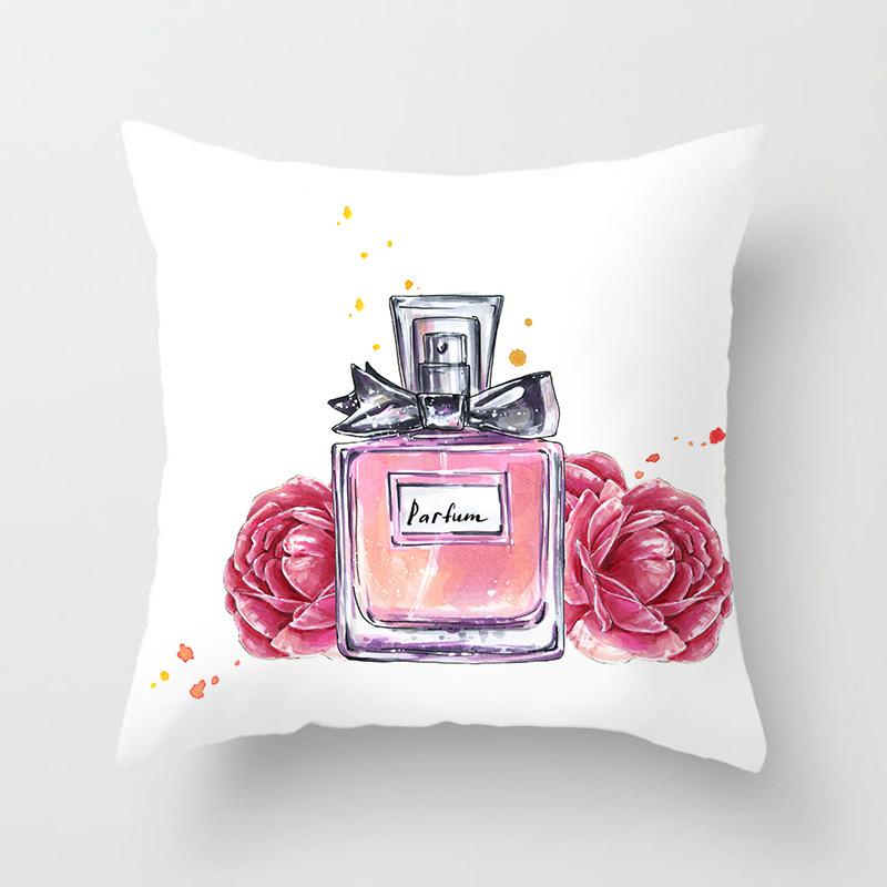 New Perfume Floral Pillows Case Modern Fashion Lady Decorative Pillows Cover Livingroom Bedroom Sofa Seat Simple Cushions Case