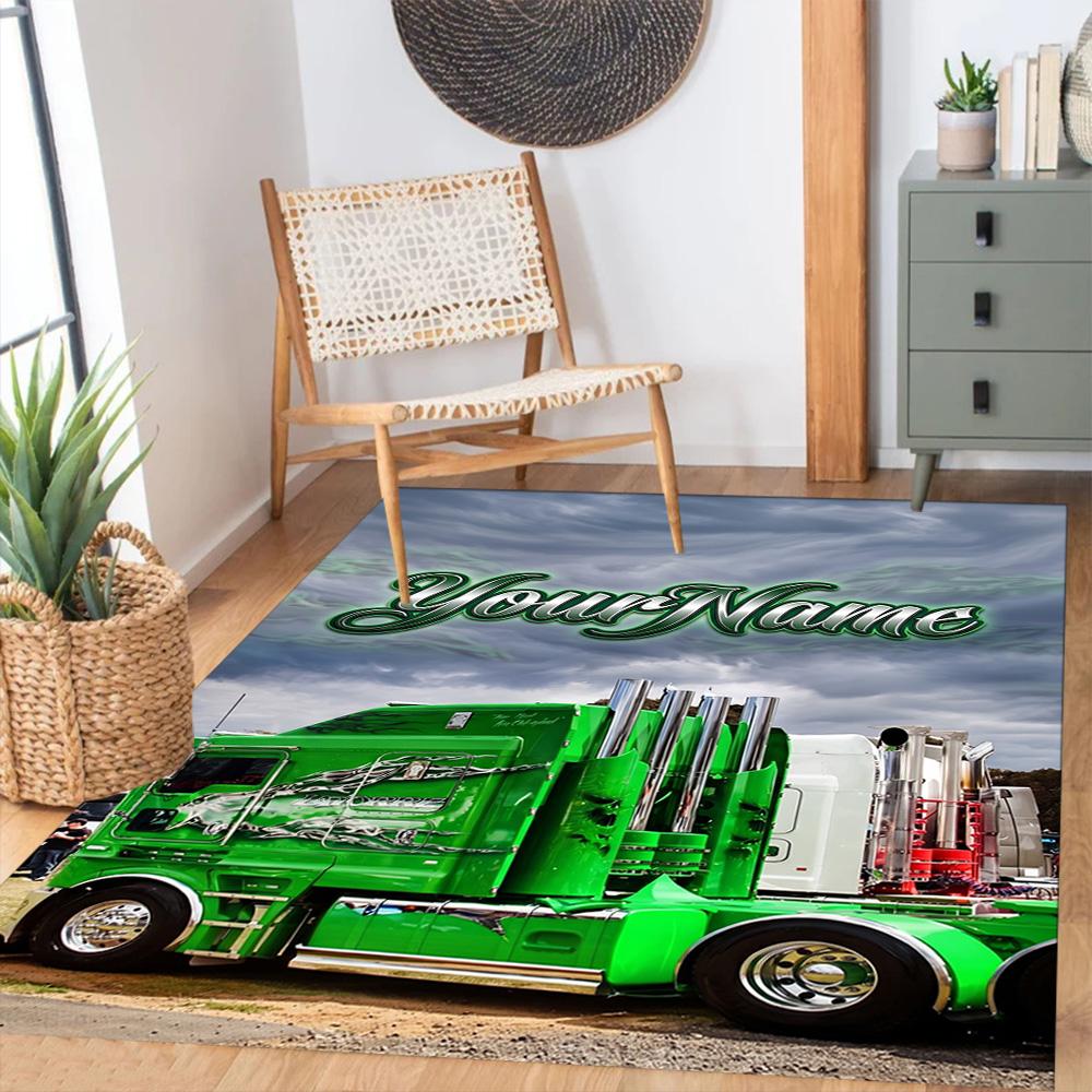 Kw Heavy Trucks Personalized Name Floor Mat Design for Study Room Kitchen Playrooms Decorate Room Antislip Carpet Decorate Offices