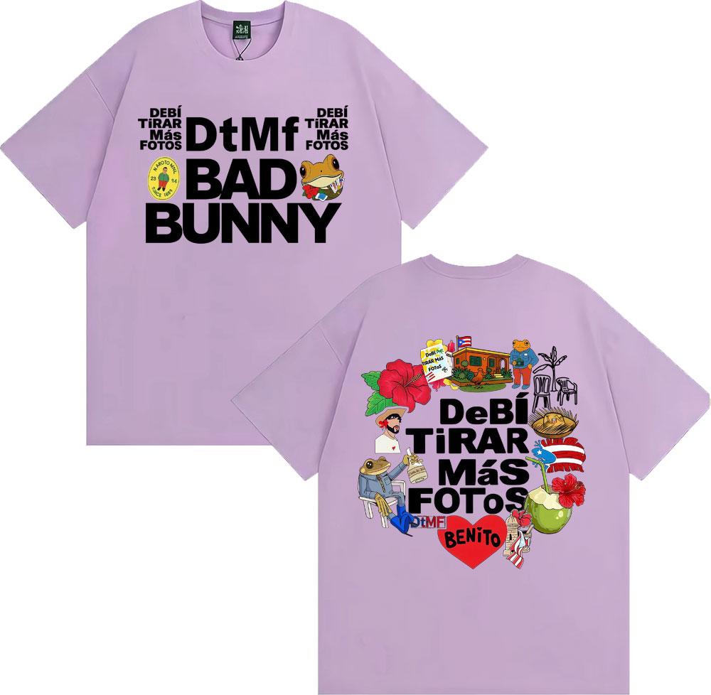 DTMF Bad Bunny Debi Tirar Mas Fotos 2026 Tour Print Tee Shirt Men Women Hip Hop Pop Music T Shirt 100% Cotton T-shirt Streetwear