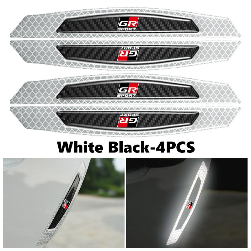 For Toyota 4Pcs Car Door Sticker Safety Warning Reflective Sticker Auto Accessories Crown GR Corolla YARIS Auris C-HR Hilux Vios