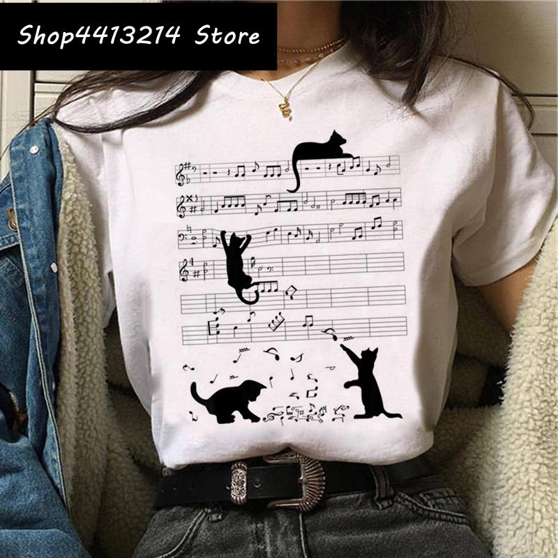 Cat Harajuku Funny Cartoon T Shirt Women Cute Anime Ullzang Tshirt Grunge Kawaii S Fashion Tshirt Korean Style Top Tee Female